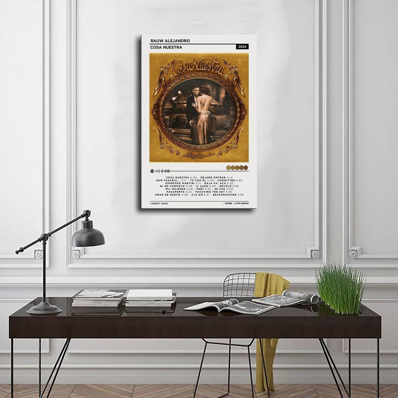 PUOGRD Rauw Alejdro - Poster su tela con copertina dell'album musicale Cosa Nuestra, decorazione per la casa, idea regalo
