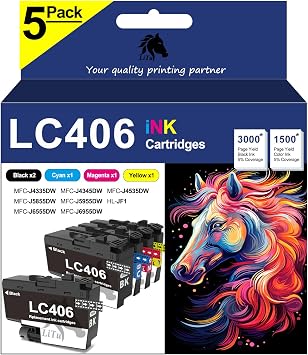 LC406 Ink Cartridges LC406BK LC406CS LC406MS LC406YS Compatible Replacement for Brother Printer MFC-J4335DW MFC-J4345DW MFC-J4535DW MFC-J5855DW MFC-J5955DW MFC-J6555DW MFC-J6955DW HL-JF1