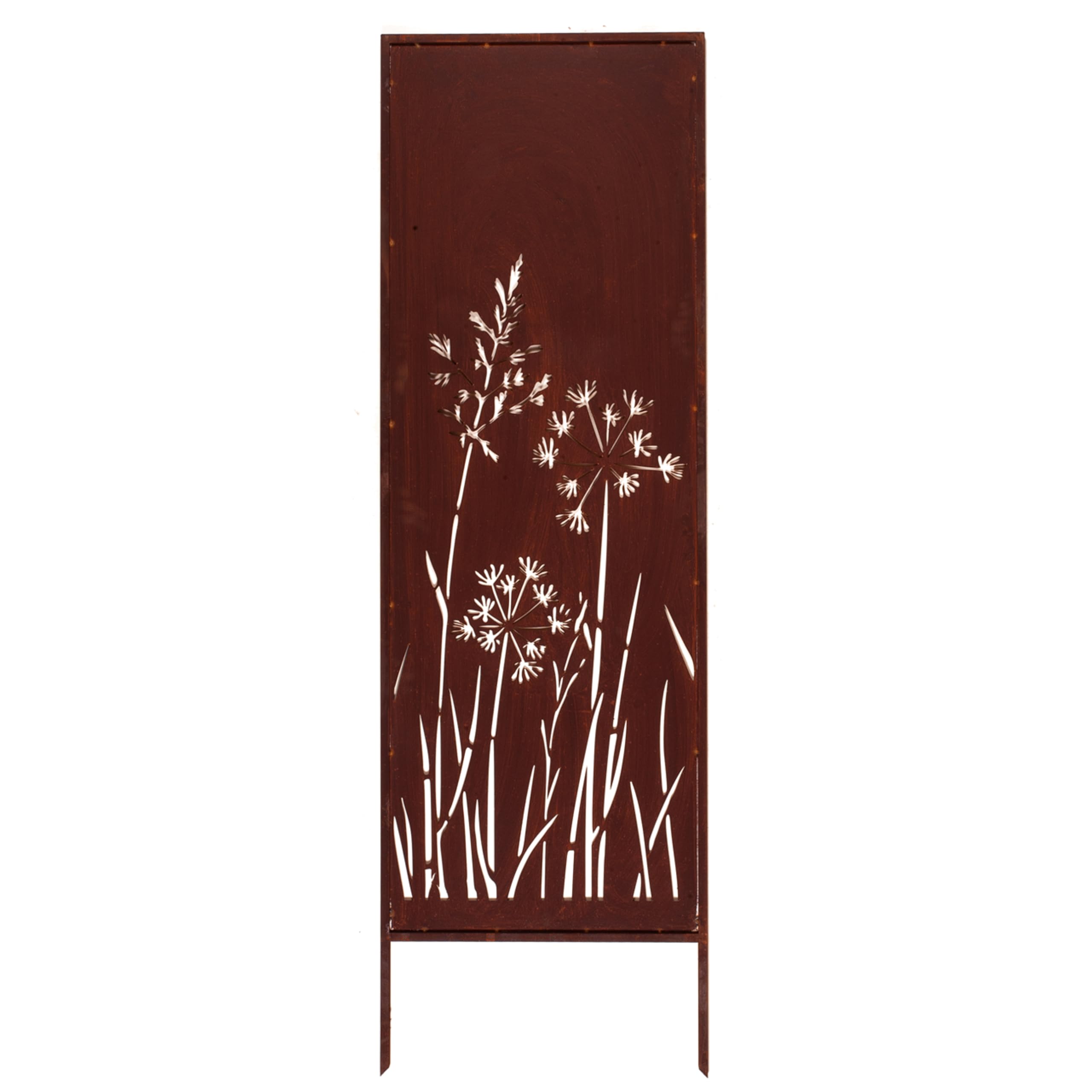 Kapaga - 2x Sichtschutz Metall - 160 cm x 50 cm - Edelrost - Rostoptik Sichtschutz für Garten - Sichtschutzelement - Sichtschutzwand - Gartendekoration Zaun - Rost (Pusteblumen)