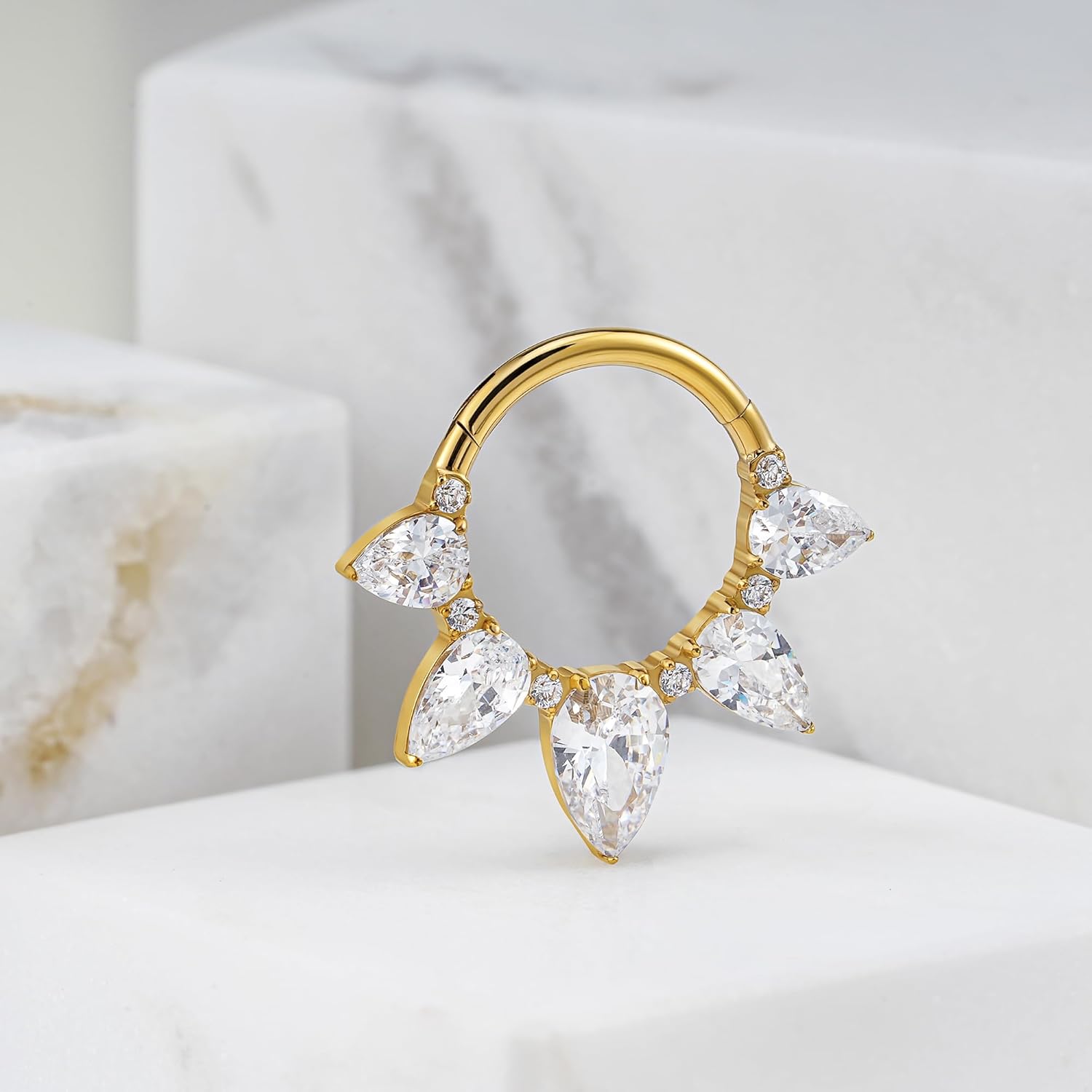 FINE4U 1PC ASTM F136 Titanium Septum rings, Nose Ring Hoop 16G 8mm 10mm - Image 3