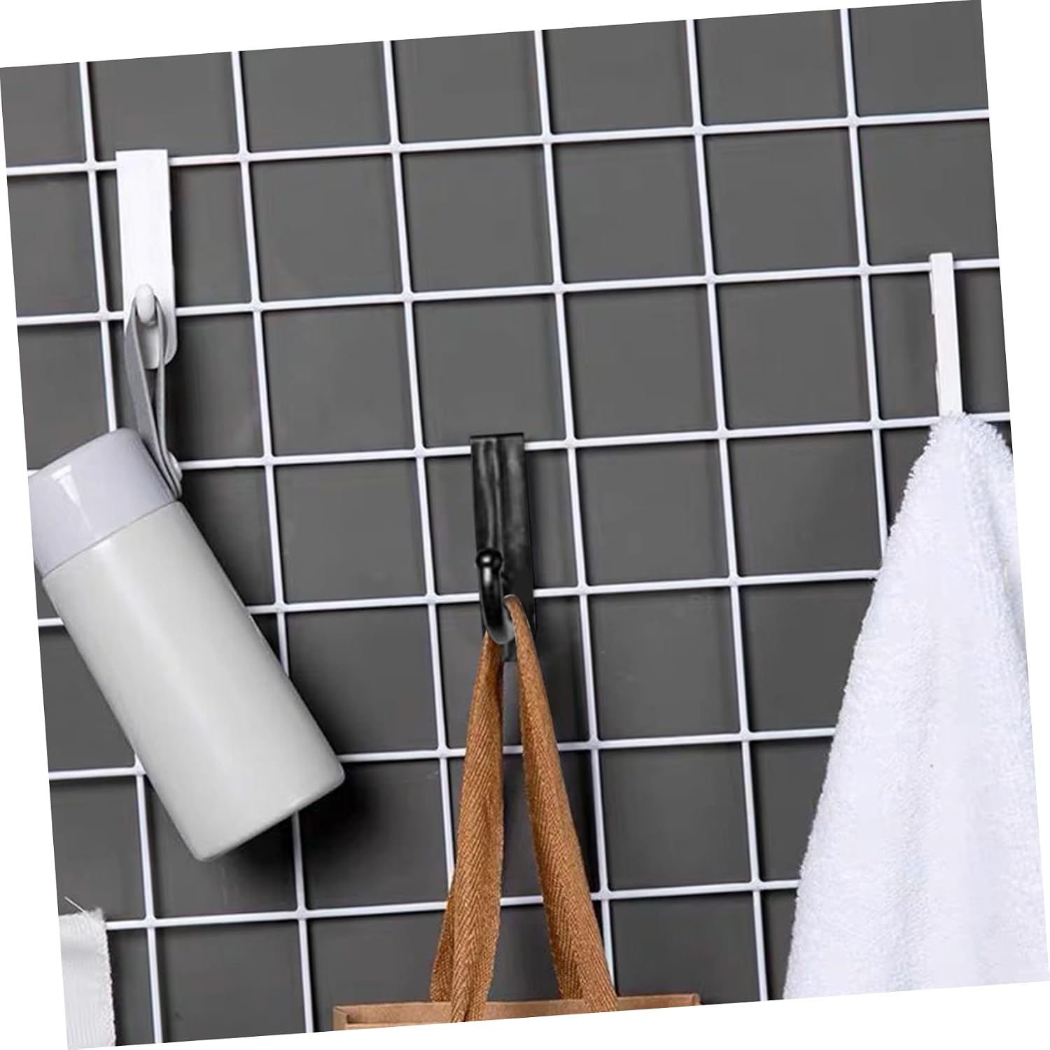 POPETPOP 24Pcs Wall Display Hooks Durable Plastic Grid Wall Hanging Hooks for Pictures Artwork and More Easy to Install and Versatile Double Hook Design