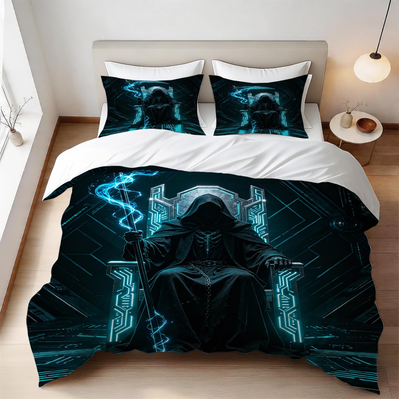Parure de lit mort style sombre 220x240 avec housse de couette imprimée 3D microfibre