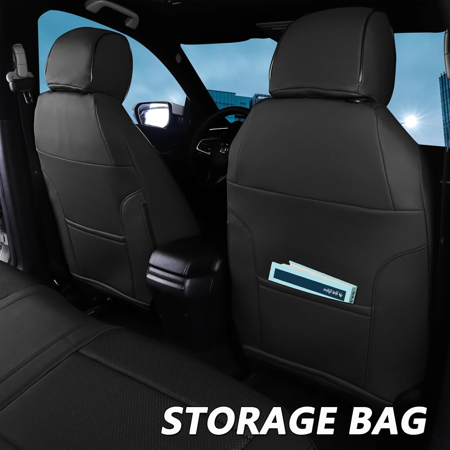 HKZ Custom Fit Civic Seat Covers for Honda Civic Sedan 2016 2017 2018 2019 2020 2021 EX,EX-L,EX-T,Touring,LX-P,Sport - 5-Seats Leather Full Set,Black