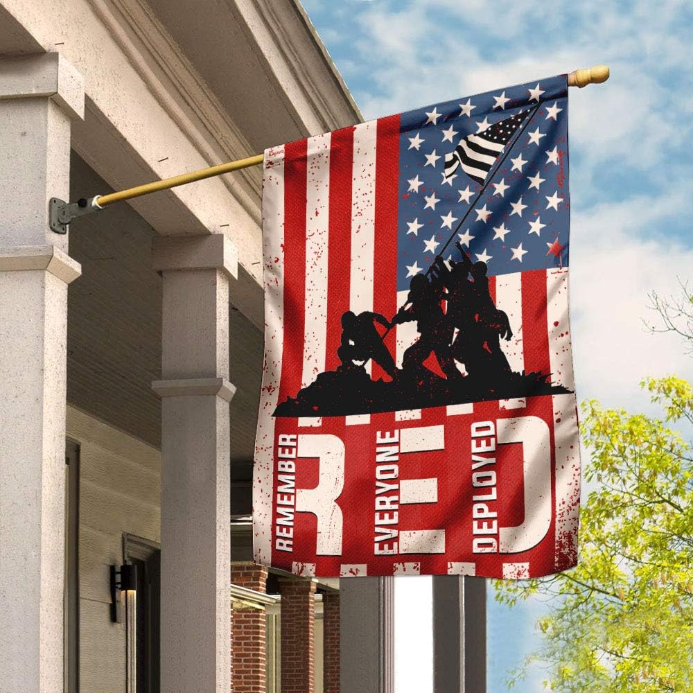 Flags-Remember Everyone Deployed Flag LHA764F, House Flag (29.5" x 39.5")-USA House Garden Flags Premium Polyester-Decorative Outdoor Flags