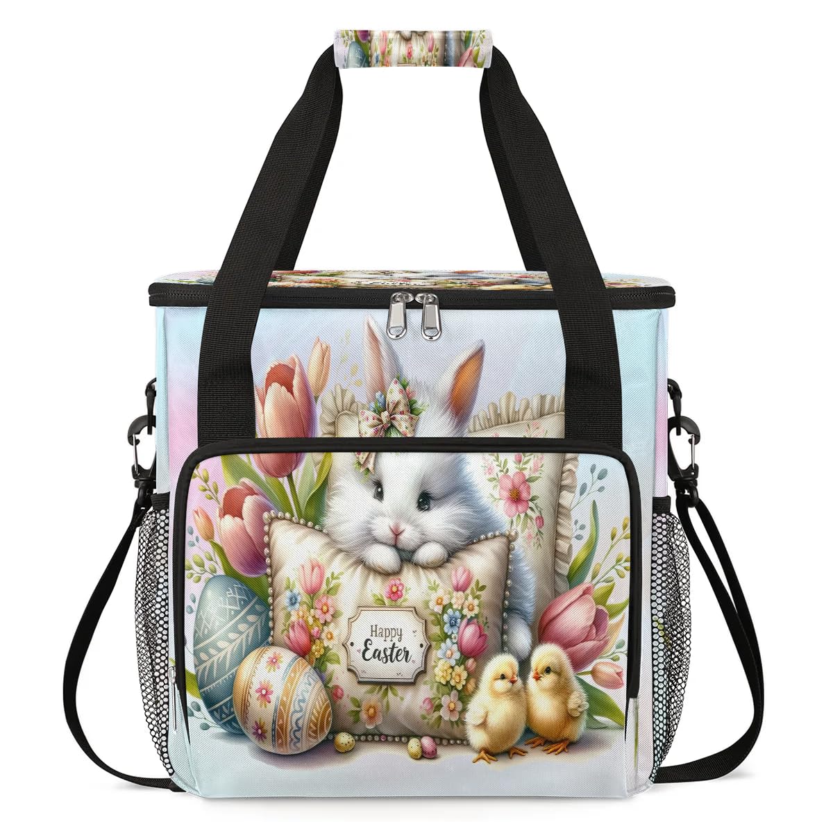 Coffee Maker Carring Bag Happy Easter Bunny Travel Carrying Storage Tote Bag Compatible with Keurig K-Mini or K-Mini Plus Portable Single Serve Coffee Brewer Case with Pockets for K-cup Pods