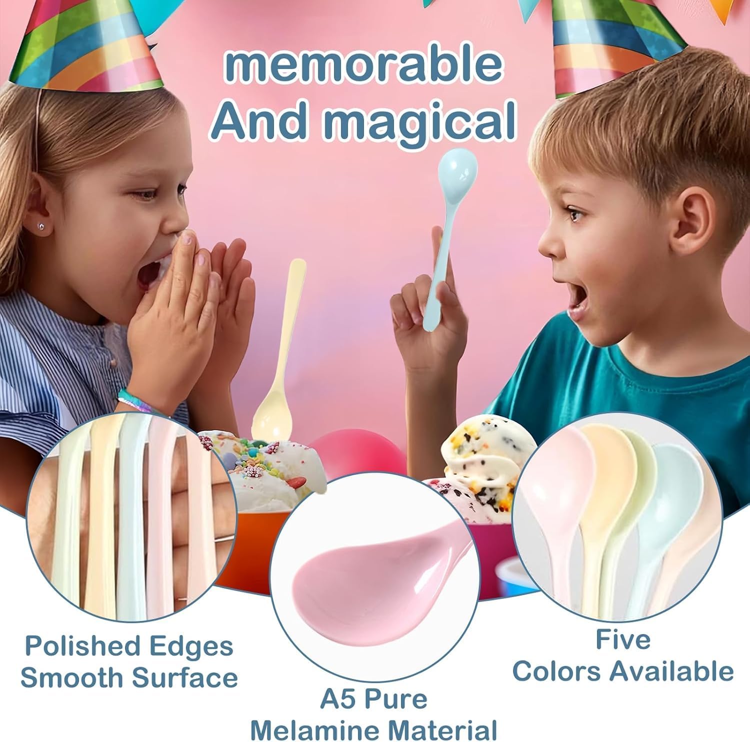 5 Colorful Plastic Spoons, Reusable Colorful Plastic Spoons, High Quality Soup Spoons for Birthdays, Picnics, Parties, Buffets, Weddings, Catering
