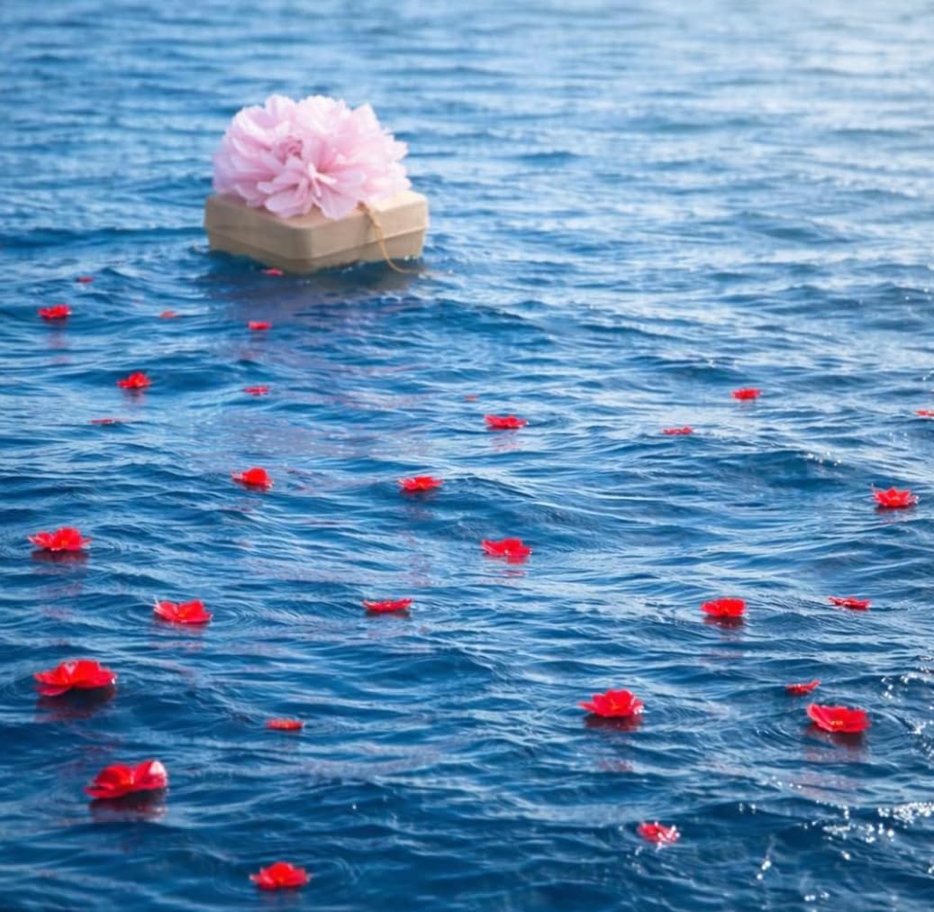 Biodegradable Water Burial Urn Kit with Pink Flower – Cruise Approved Ocean Ashes Scattering Ceremony with Certificate (3 Sizes) (Medium)