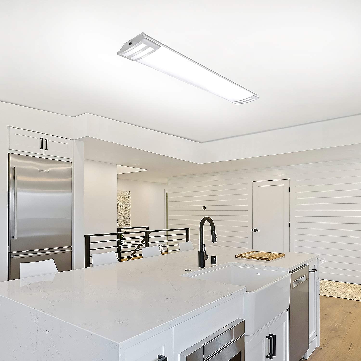 4FT LED Flush Mount Kitchen Light Fixture 50W, 5500lm 48 Inch LED Puff Lights, 4000K Neutral White, 4 Foot Kitchen Ceiling Lights for Utlity Room, Laundry, Fluorescent Replacement, ETL Certified