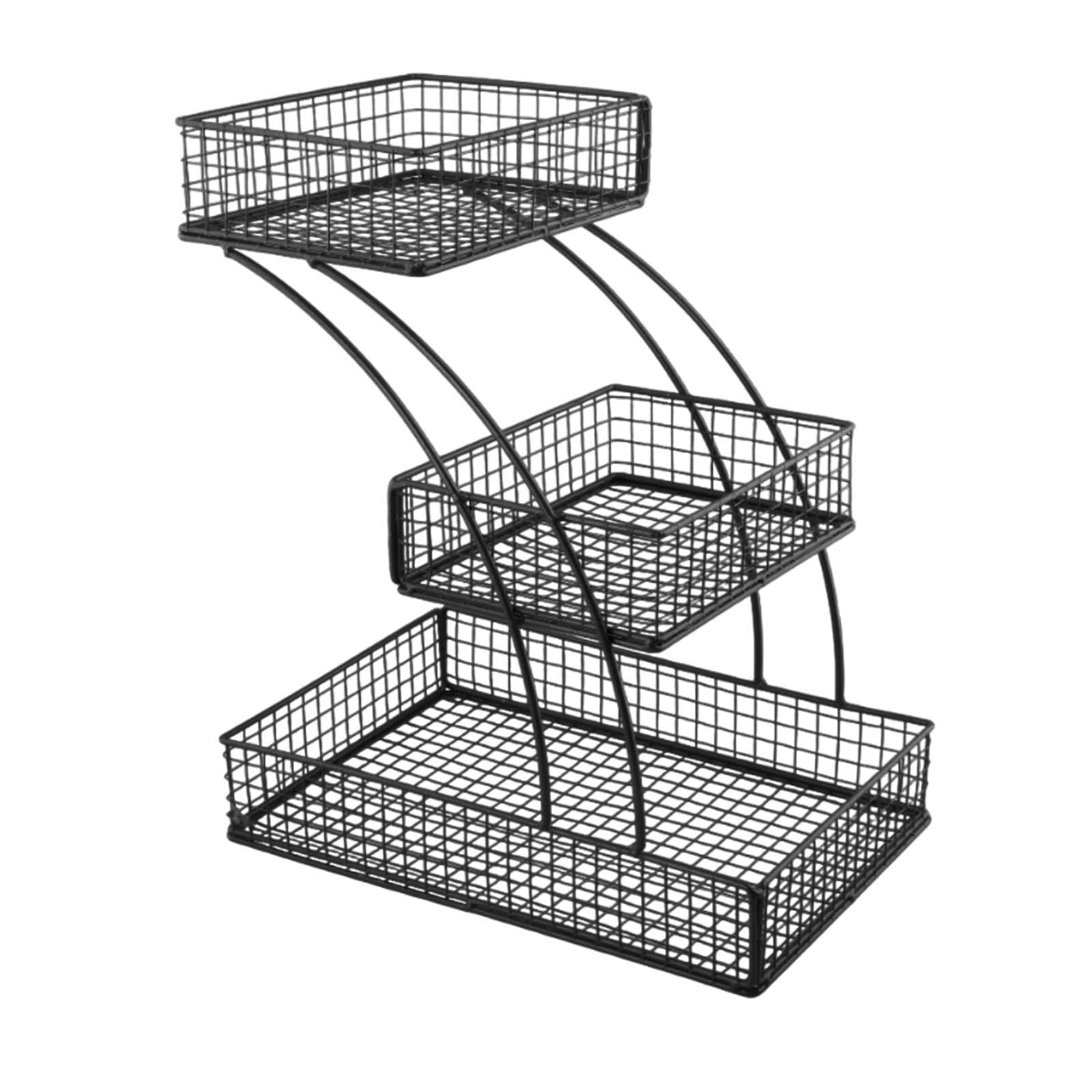 Soporte de almacenamiento de hierro de 3 niveles para fruta y verdura