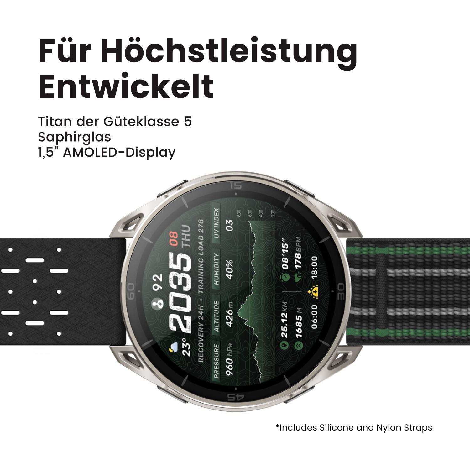 Amazfit Cheetah 2 Ultra 47mm GPS-Smartwatch, 1,5" AMOLED mit Saphirglas, Titangehäuse, 30 Tage Akkulaufzeit, Taschenlampe, 64GB, NFC, Offline-Karten, 5 ATM, 180+ Sportmodi & HYROX für Android & iPhone