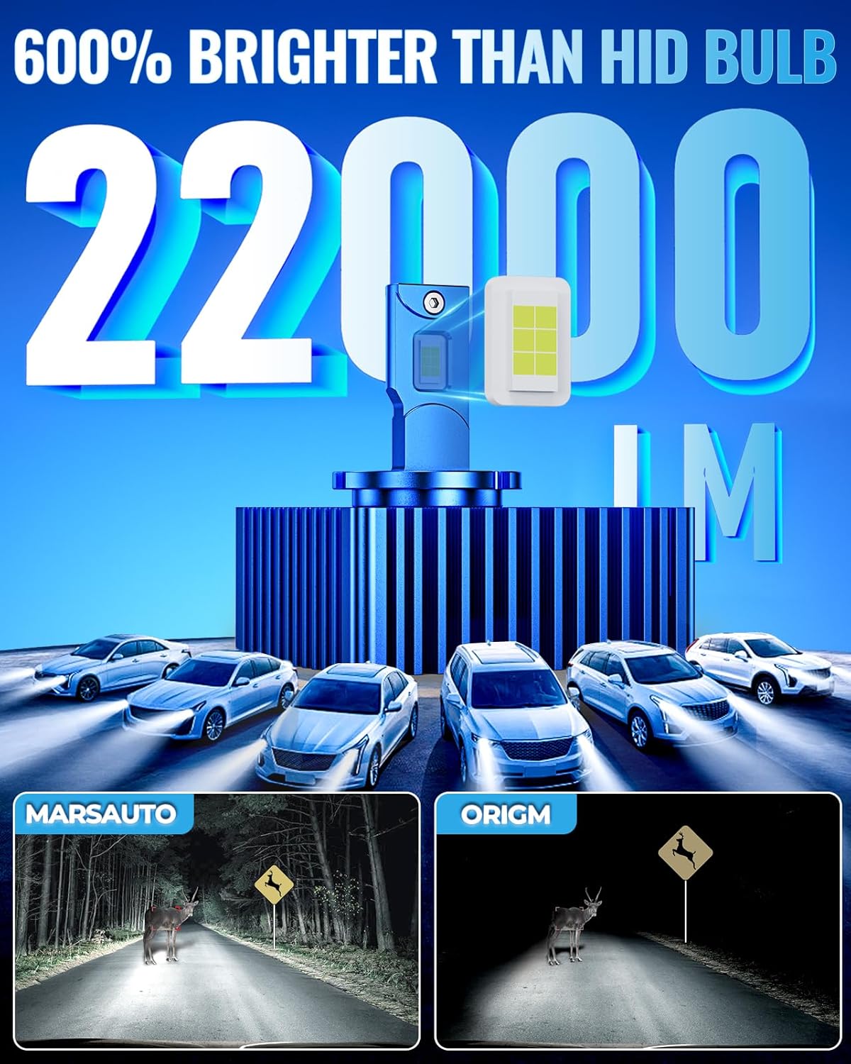Marsauto D5S D5R HID Bulbs,6000K Cold White for HID Assembly, Plug and Play, Pack of 2