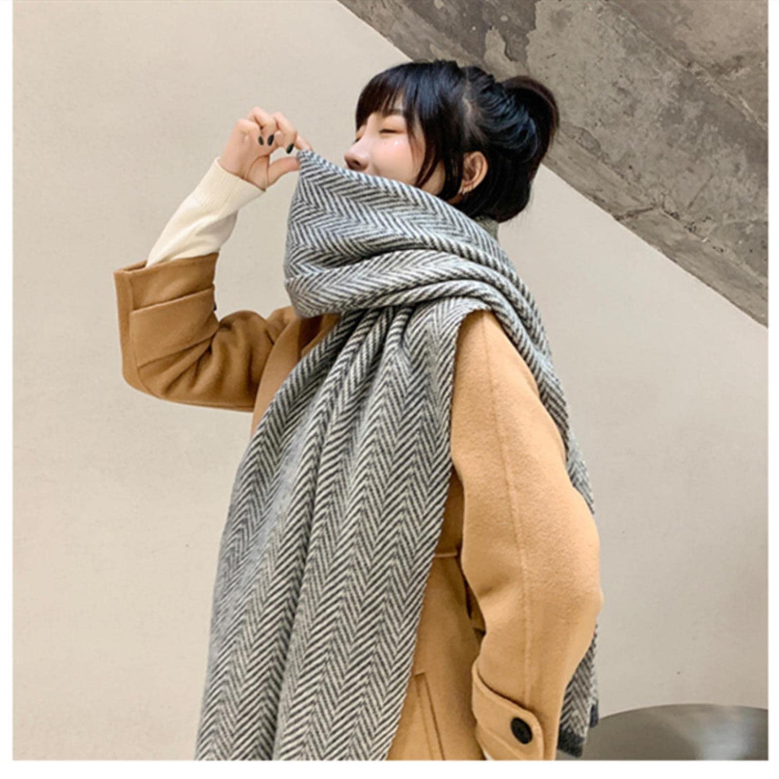 Sciarpa Sciarpa Calda Invernale in Morbido Cashmere Sintetico Sciarpa Lunga da Uomo Lavorata a Maglia a Righe con Scialle alla Moda