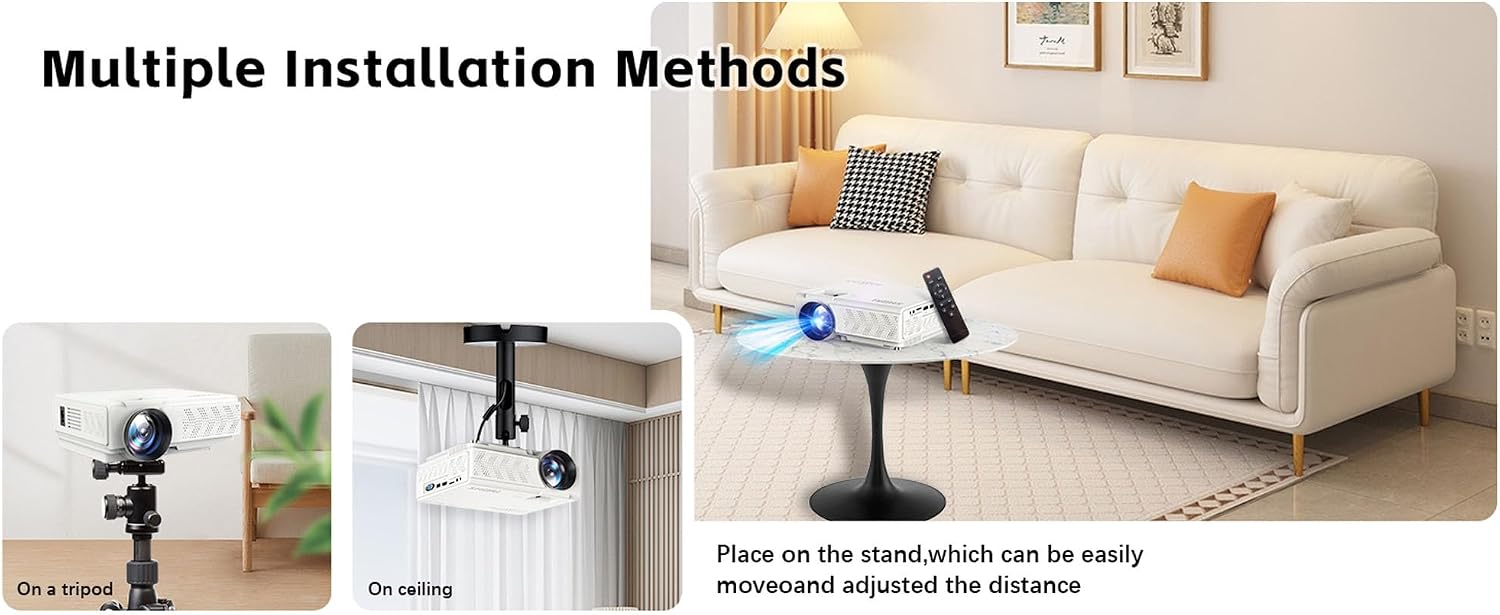E1 120±%10ansi lumen 1080P Native Mini Projector, ,4.1inch LCD, Multimedia Home Theater Video Projector, Compatible with Full HD 1080P HDMI, USB, VGABuilt-in Speaker (E1)