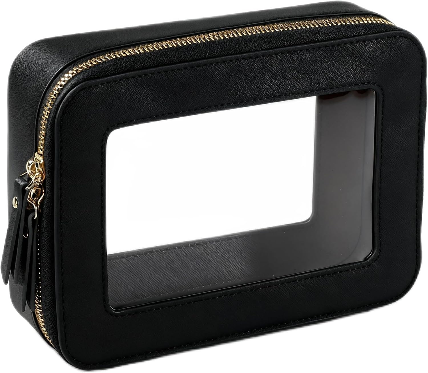 Clear Makeup Bag, Waterproof Portable Cosmetic Bag, Travel Organizer with Zipper, Black