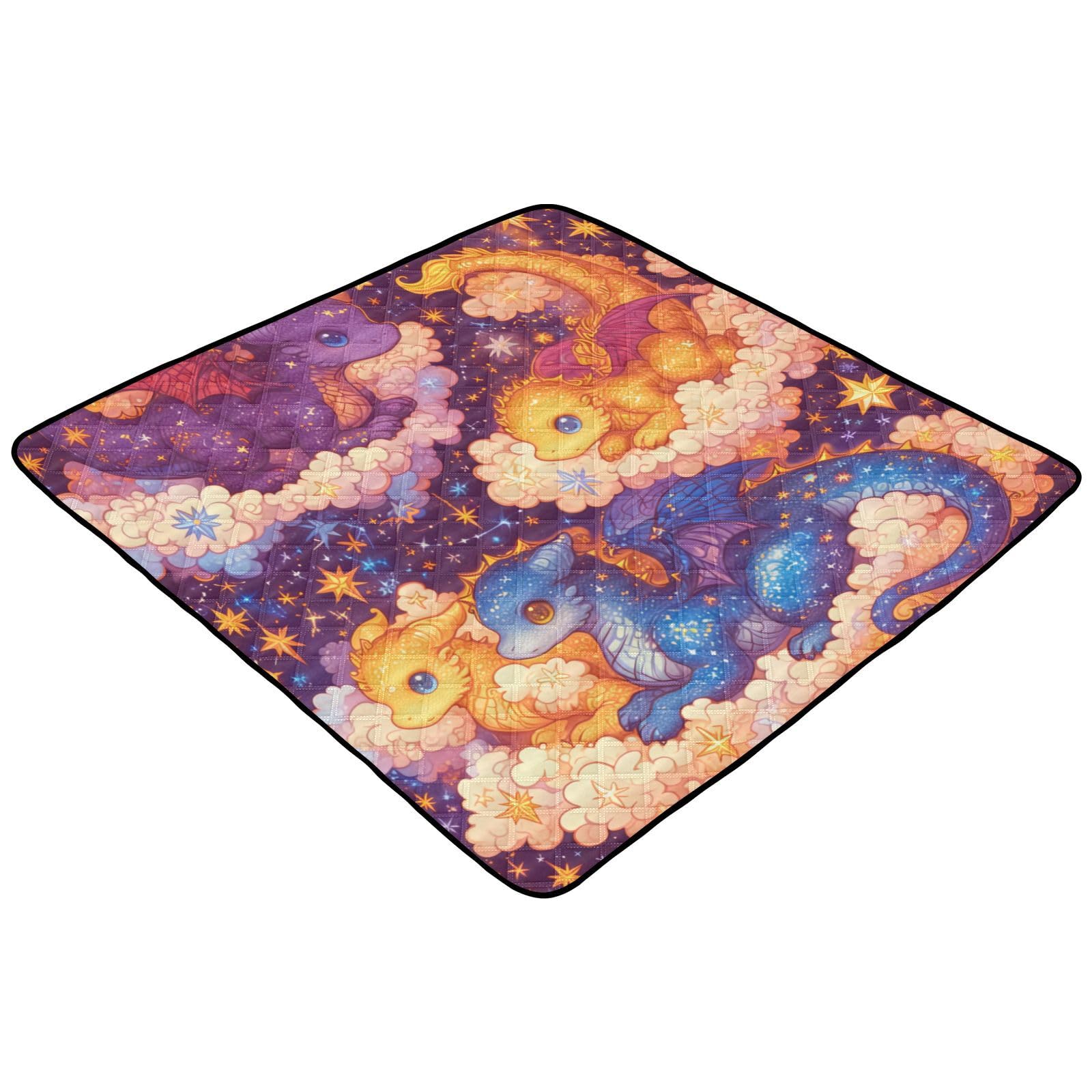 Kigai Cute Dragon Baby Play Mat for Floor and Playpen 50x50 inch Non-Slip Baby Activity Playmat Waterproof Foldable Crawling Mat for Infants Toddlers