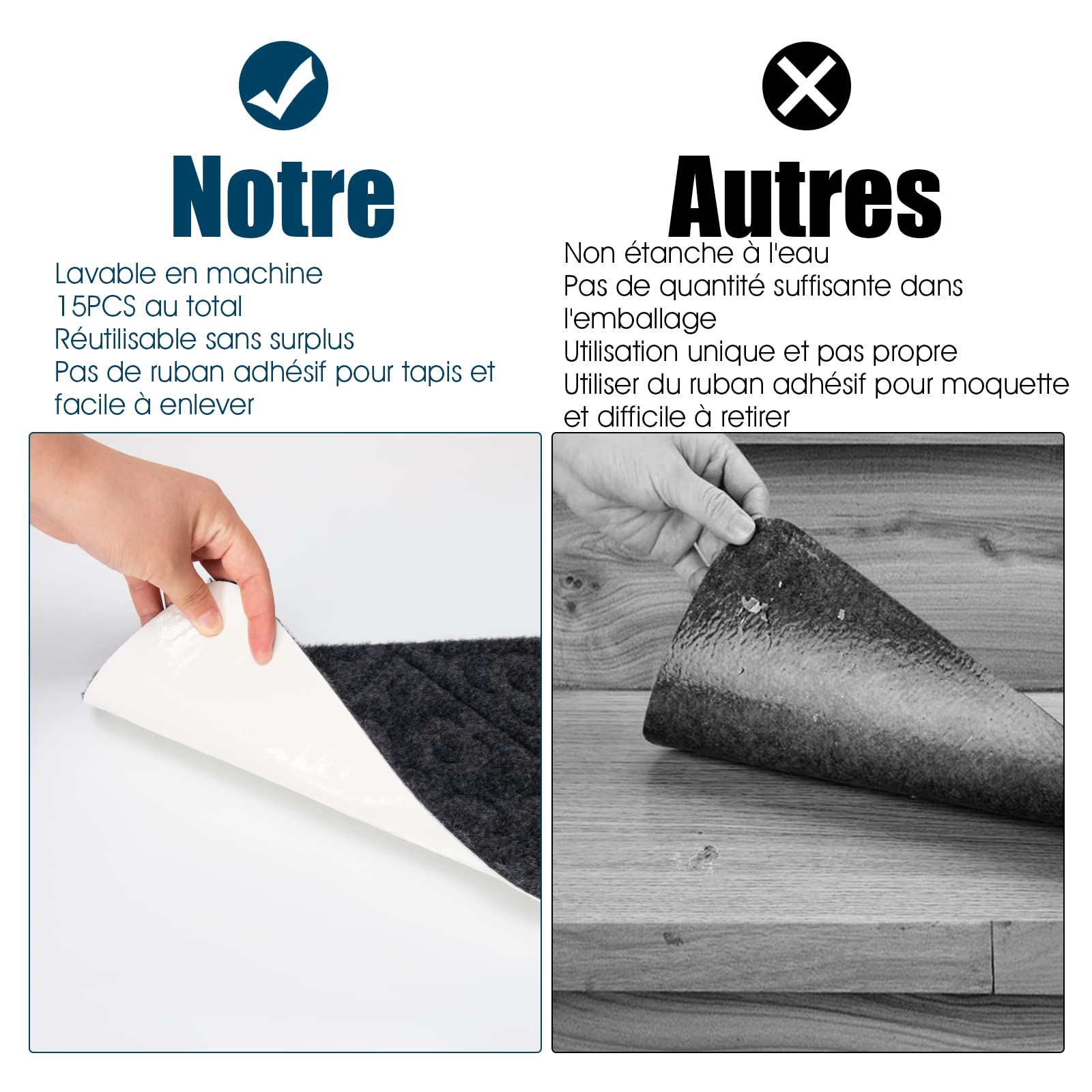 COSTWAY Lot de 15 Marchettes d'Escalier Antidérapant 20 x 76 cm Tapis de Protection Autocollants, Sécurité pour Enfants, Personnes Agées et Animaux Domestiques avec Adhésif Réutilisable (Gris)