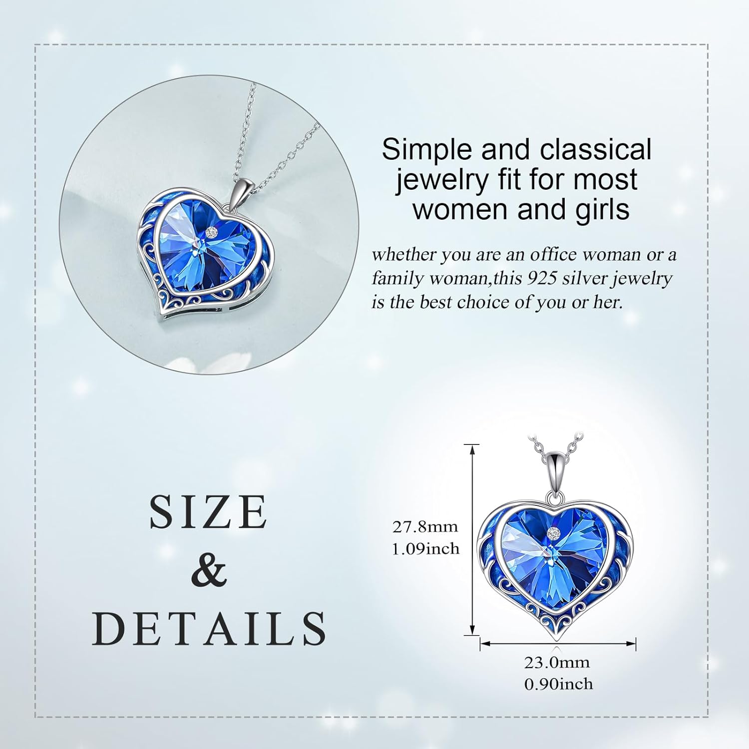 Necklaces for Women, Love Heart Pendant with Austrian Crystals, Jewelry Gifts for Wife, Sterling Silver Heart Necklaces, Birthday or Chrismas Holiday Gifts for Her, Mom - Image 6