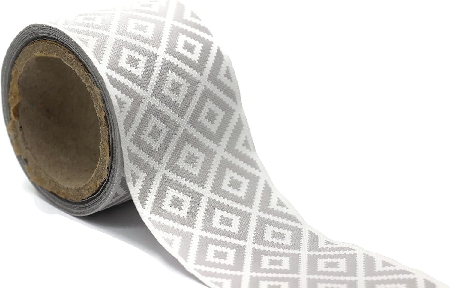 3.8 Yard Spool 2.67 inches Gray White Mosaic Embroidered Drapery Trim Jacquard Ribbon for your Drapes Curtains Drapery Banding Trim Tape V2 194