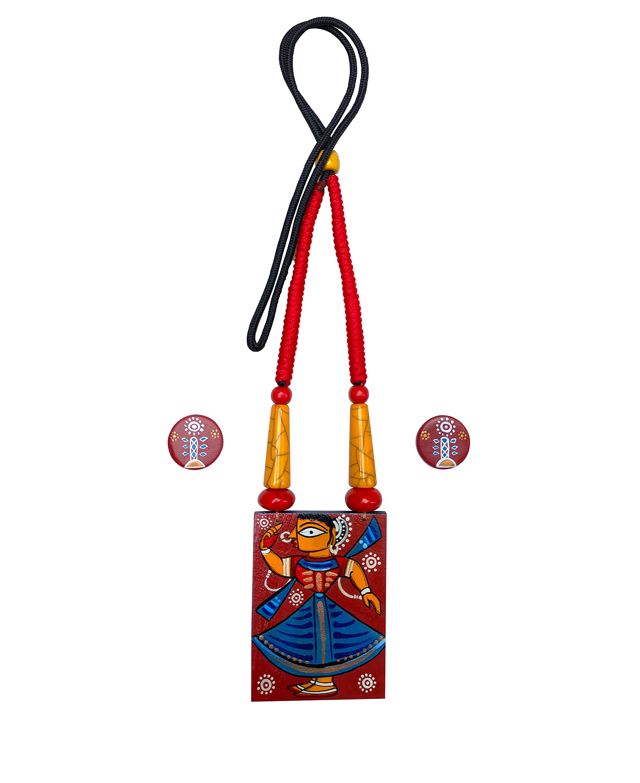 Karukala Wooden Fabric Oil painting Fully Handcrafted Jamini Ray/Roy Nartaki Painting Necklace and Ear Ring Set Jewellery For Women and Girls (Color Multi,Size:Free) (B09GP9CWSG) Amazon Price History, Amazon Price Tracker