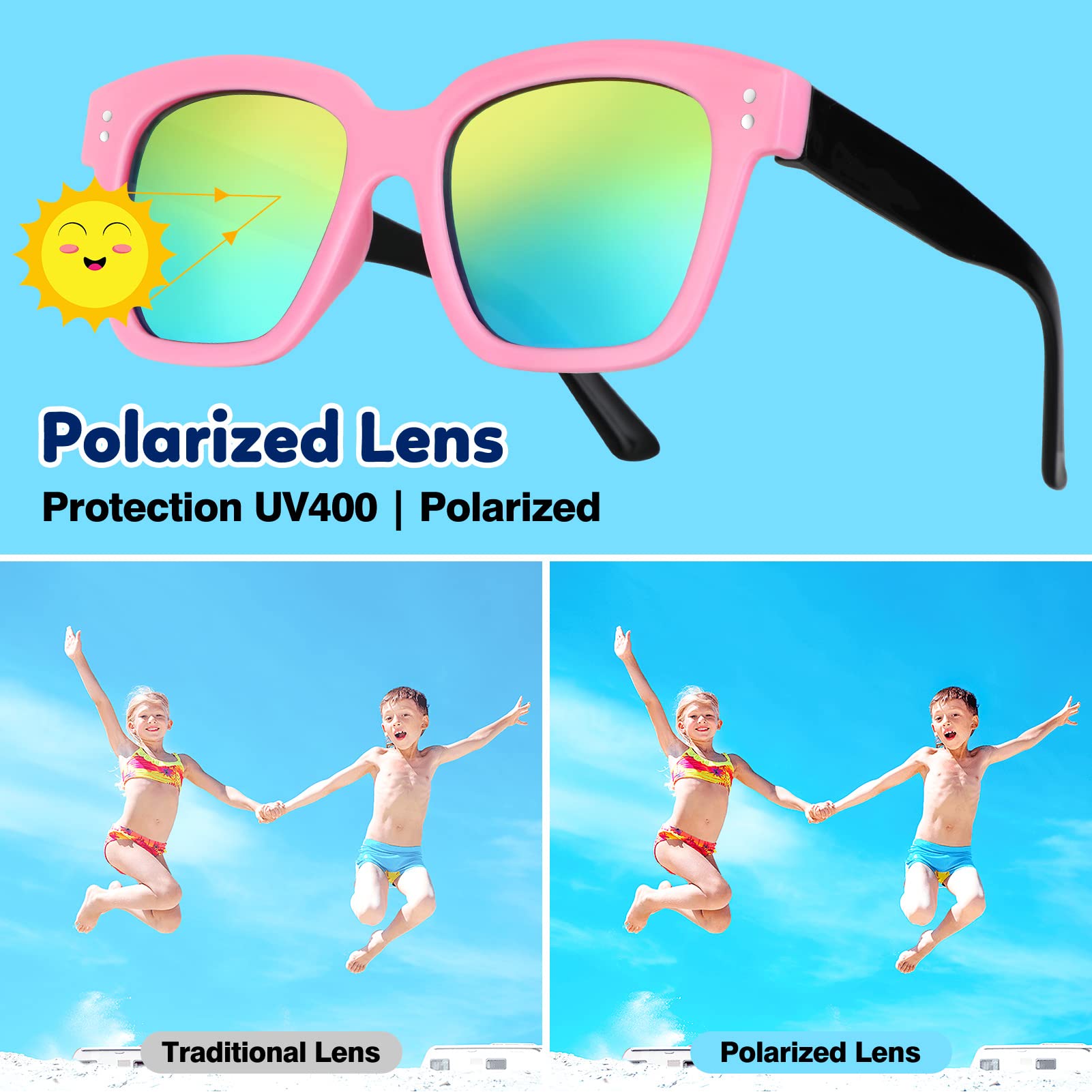Lunettes De Soleil Enfant Polarisées - Protection UV 99% - Cadre Caoutchouc Souple 3-10 Ans - 11