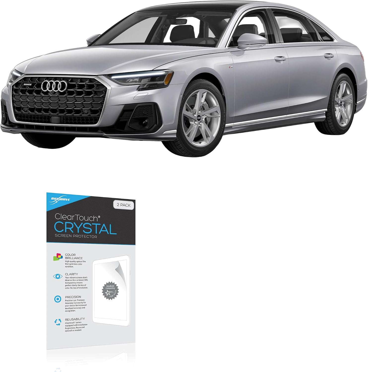 BoxWave Screen Protector Compatible with Audi 2025 A8 Cluster Display (12.3 in) - ClearTouch Crystal (2-Pack), HD Film Skin - Shields from Scratches