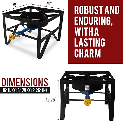 Miniatura 2 de Estufa de gas propano de un solo quemador, quemador de propano cuadrado para exteriores, resistente, estufa de gas portátil, quemador de propano