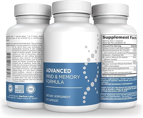 Miniatura 5 de Fórmula de memoria avanzada para reforzar el cerebro extremo, suplemento cerebral para memoria, concentración y rendimiento mental, vitaminas de