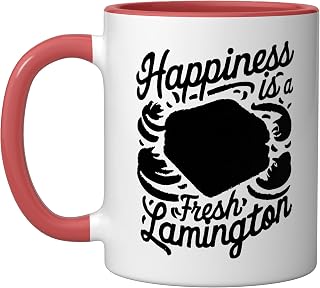 Lamington Australian Dessert Australia Food Lover Foodie Ceramic Mug, Red/White