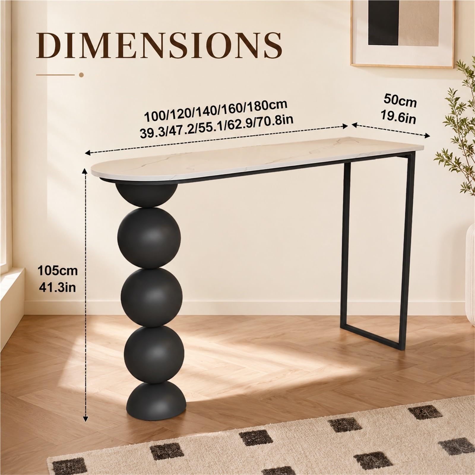 Tavolo Da Bar Rettangolare Stretto, Tavolo Alto, Bancone Cucina, Penisola | Superficie Resistente All'Acqua E Facile Da Pulire, Supporto Solido, Per Caffetteria E Zona Pranzo(160CM/63IN)