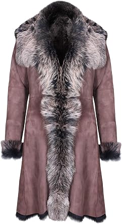 Ladies Brown Womens Real Toscana Sheepskin Leather Suede Jacket Trench Coat