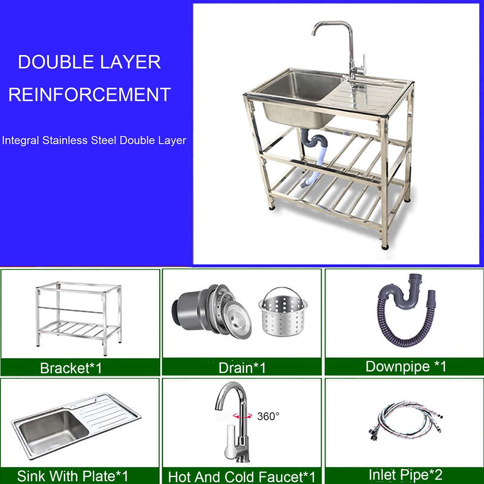 Évier De Cuisine En Acier Inoxydable Autoportant,Éviers De