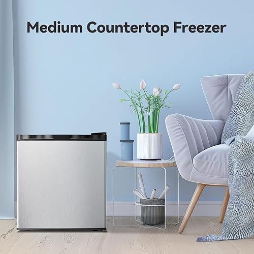 Miniatura 7 de Mini congelador de 1.1 pies cúbicos, congelador pequeño con estantes extraíbles, termostato ajustable, bisagra reversible de una sola puerta, mini