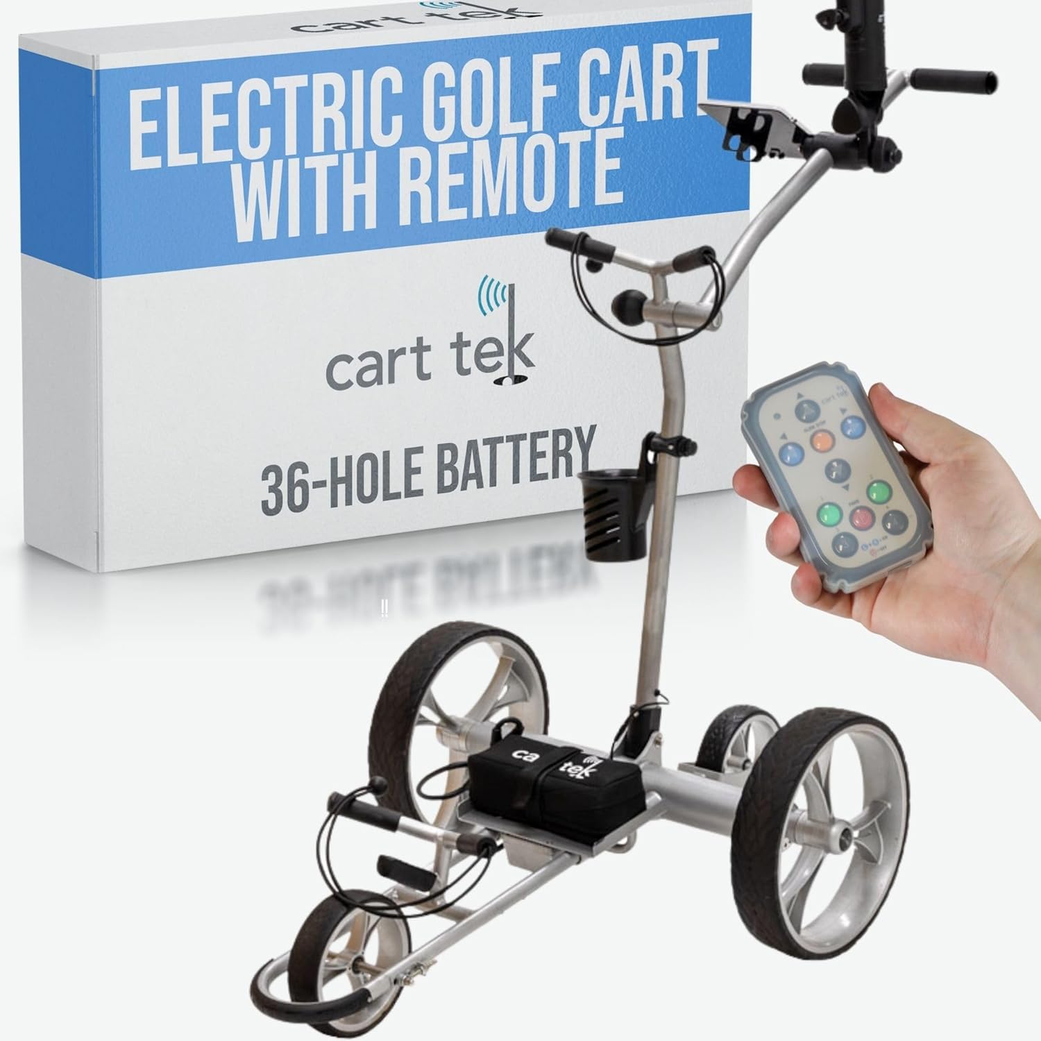 Cart-Tek Electric Golf Push Cart with Remote Control, Rugged Steel Frame, Dual Quiet Motors, 10.4 AH Lithium-Ion Battery, Easy to Use Electric Golf cart The Yellowstone