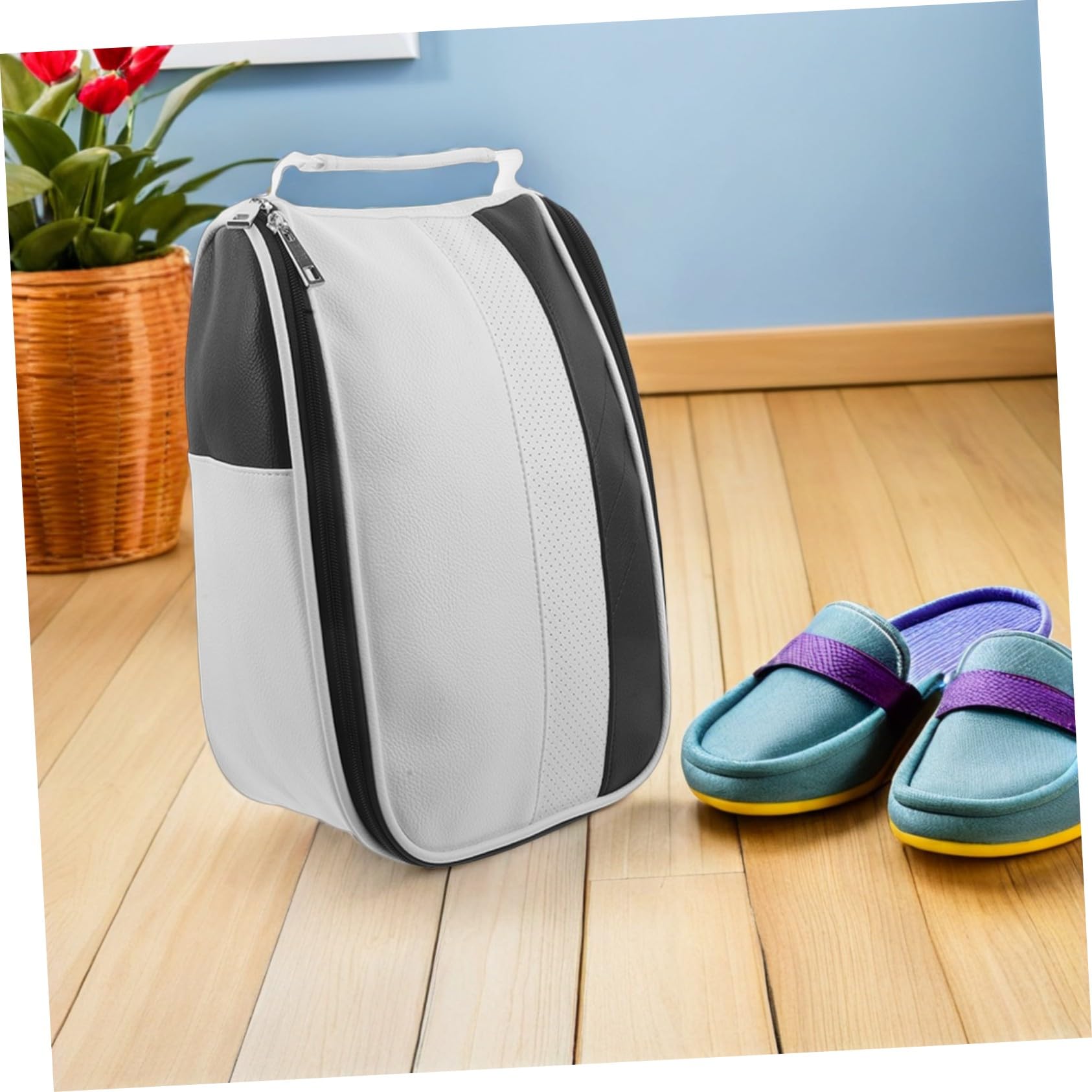 TOYANDONA Borsa per Scarpe Pelle con Ventilazione Organizer con Chiusura Tracolla Portatile per Sport all e Viaggi