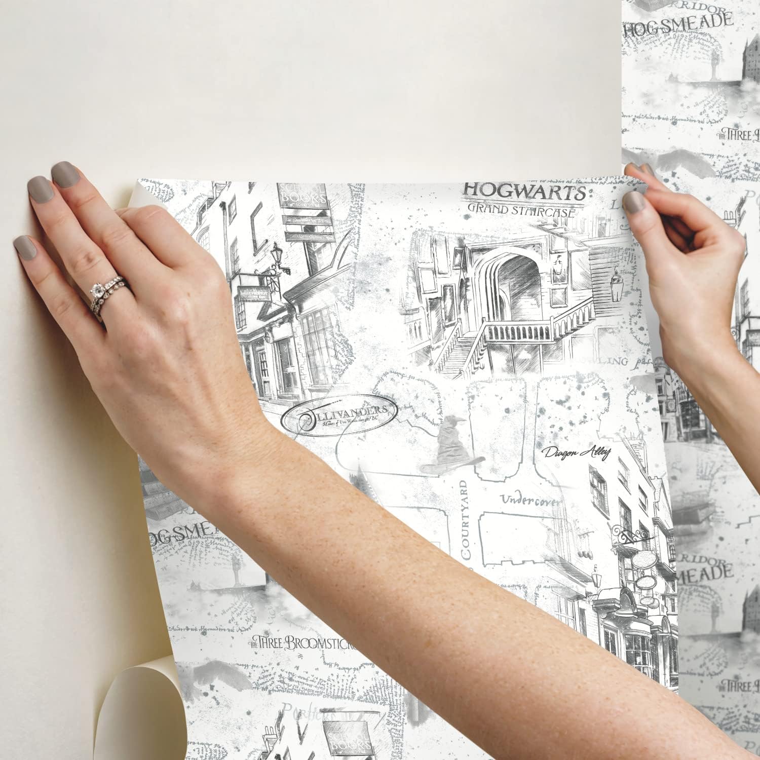 RoomMates RMK12353PL Harry Potter Map White Peel and Stick Wallpaper