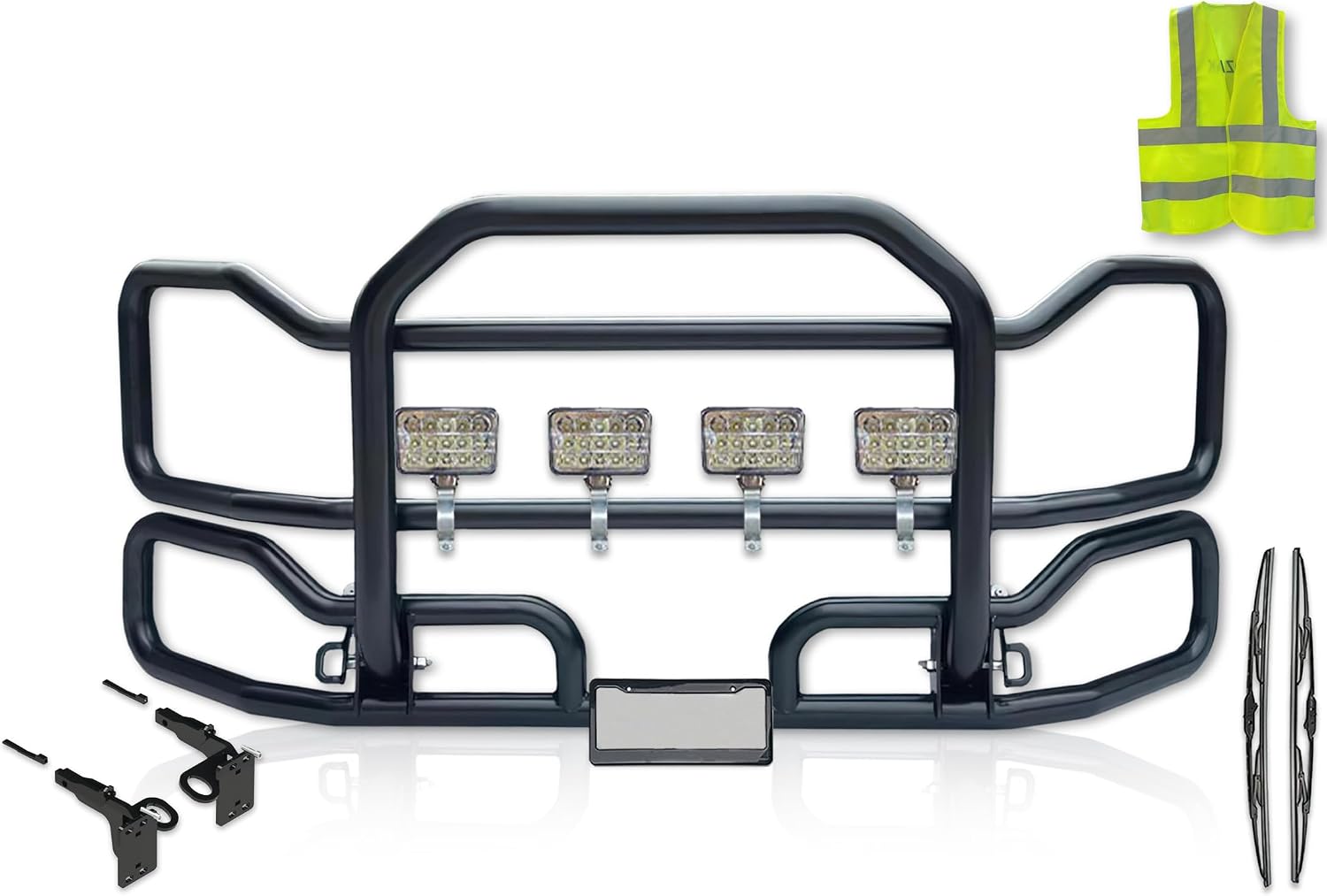 Front Grille Deer Bumper Guard Large for Semi Truck Compatible with Volvo VNL 2004-2017 (92"x43") + Bracket