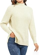 Rayson Sweater Women Winter Large Pullover Sweater Round Neck Long Sleeve Casual Side Slit Knit Sweater