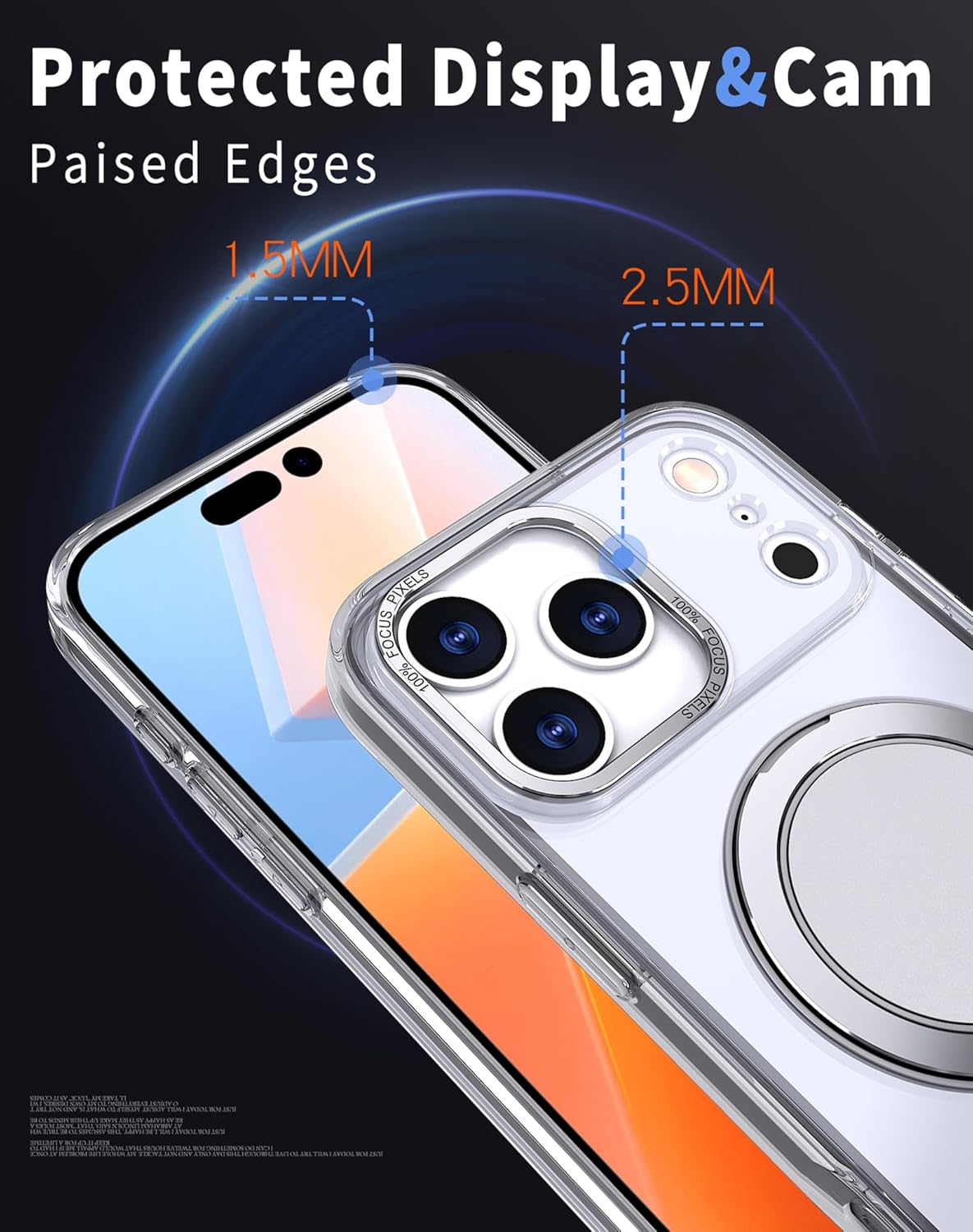 for iPhone 17 Pro Case, with 2 Tempered Glass Film, 360 Spin Magnetic Stand, Compatible with Magsafe, Military-Grade Drop Protection Case, Clear - Image 7