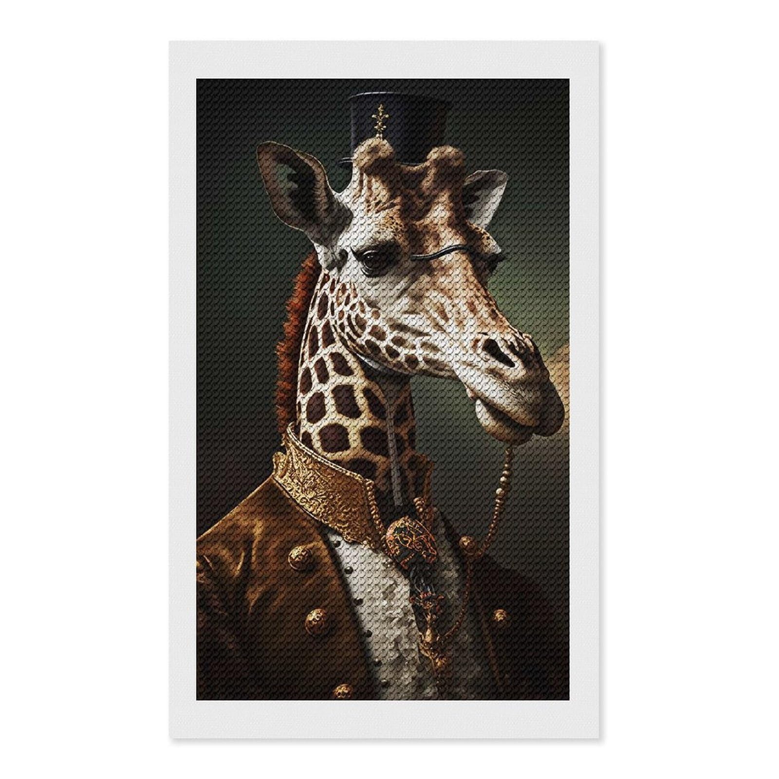 Junmoney Giraffe Aristocrat Diamond Painting Canvas Kit 12"x20", for Teens, Vintage Style Decor, Modern Decor, Home Wall Art, Festive Craft Gift