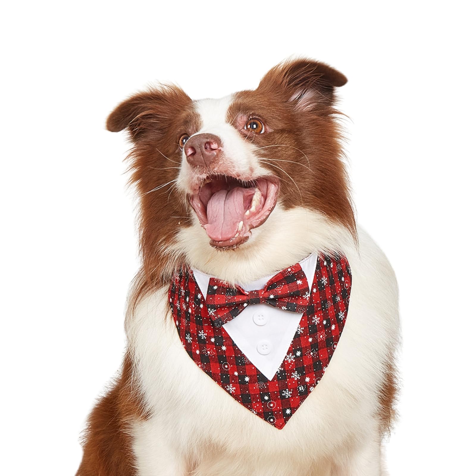 BT Bear Pet Tuxedo Collar Bandana,Wedding Outfit,Bow Tie for Medium Large Dogs Outfit for Party,Birthday,Christmas,Red snowflakes XL