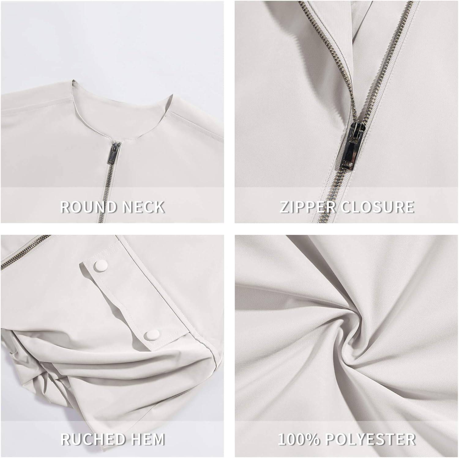 Tankaneo Womens Casual Zip Up Vest Cargo Oversized Ruched Hem Sleeveless Blazer Jackets Tops - Image 3