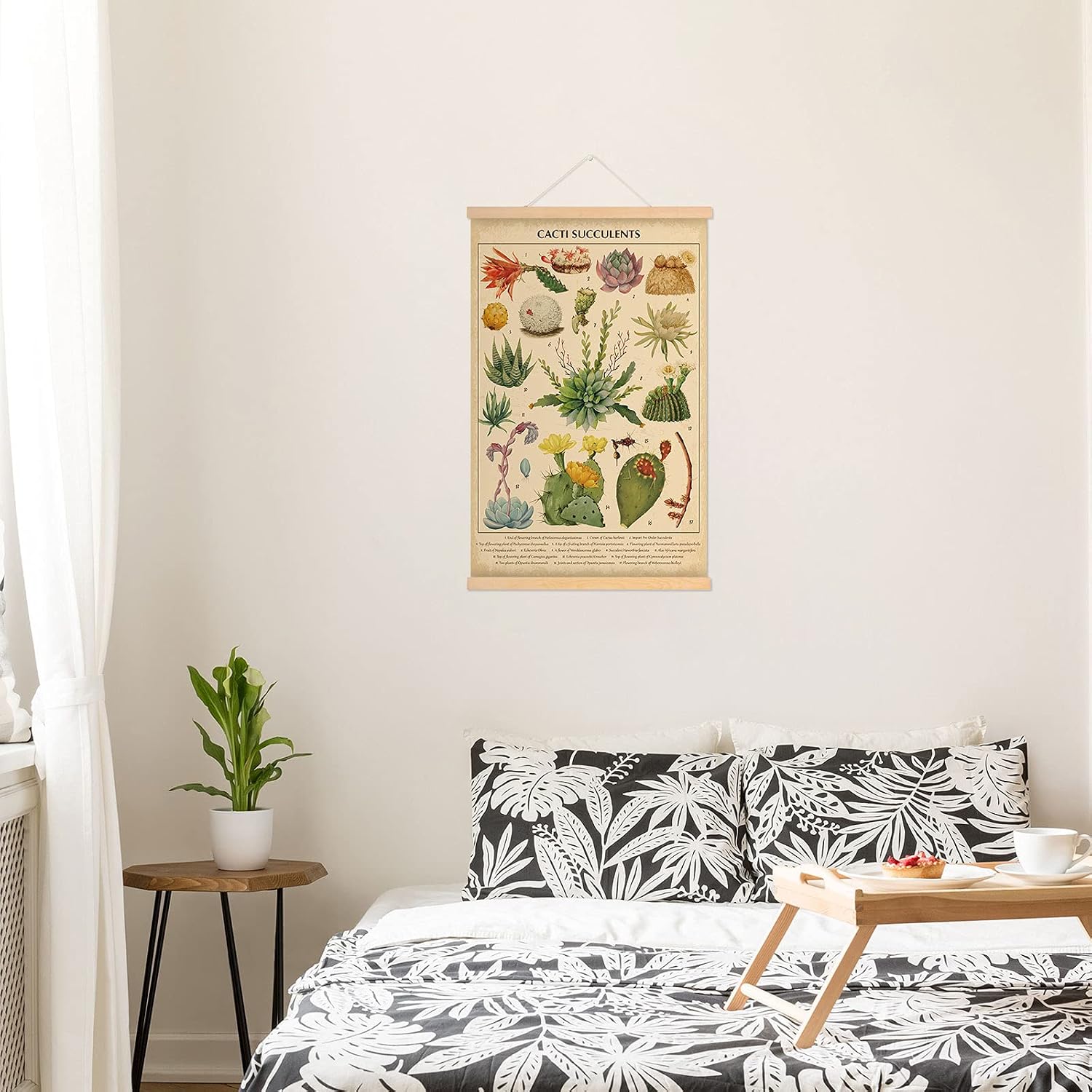 Vintage Cacti Succulents Poster Cactus Wall Art Prints Rustic Cactus Hanging Wall Decor Hanging Canvas Frame Wall Poster for Living Room Office Classroom Bedroom Dining Room Decor, 15.7 x 23.6 Inch