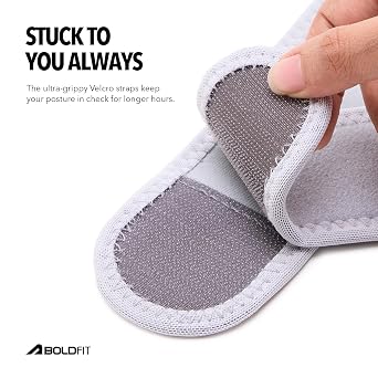 Boldfit Posture Corrector For Women And Men - Grey Back Brace For Pain Relief And Posture Correction - Breathable And Adjustable Back Posture Belt (Small)