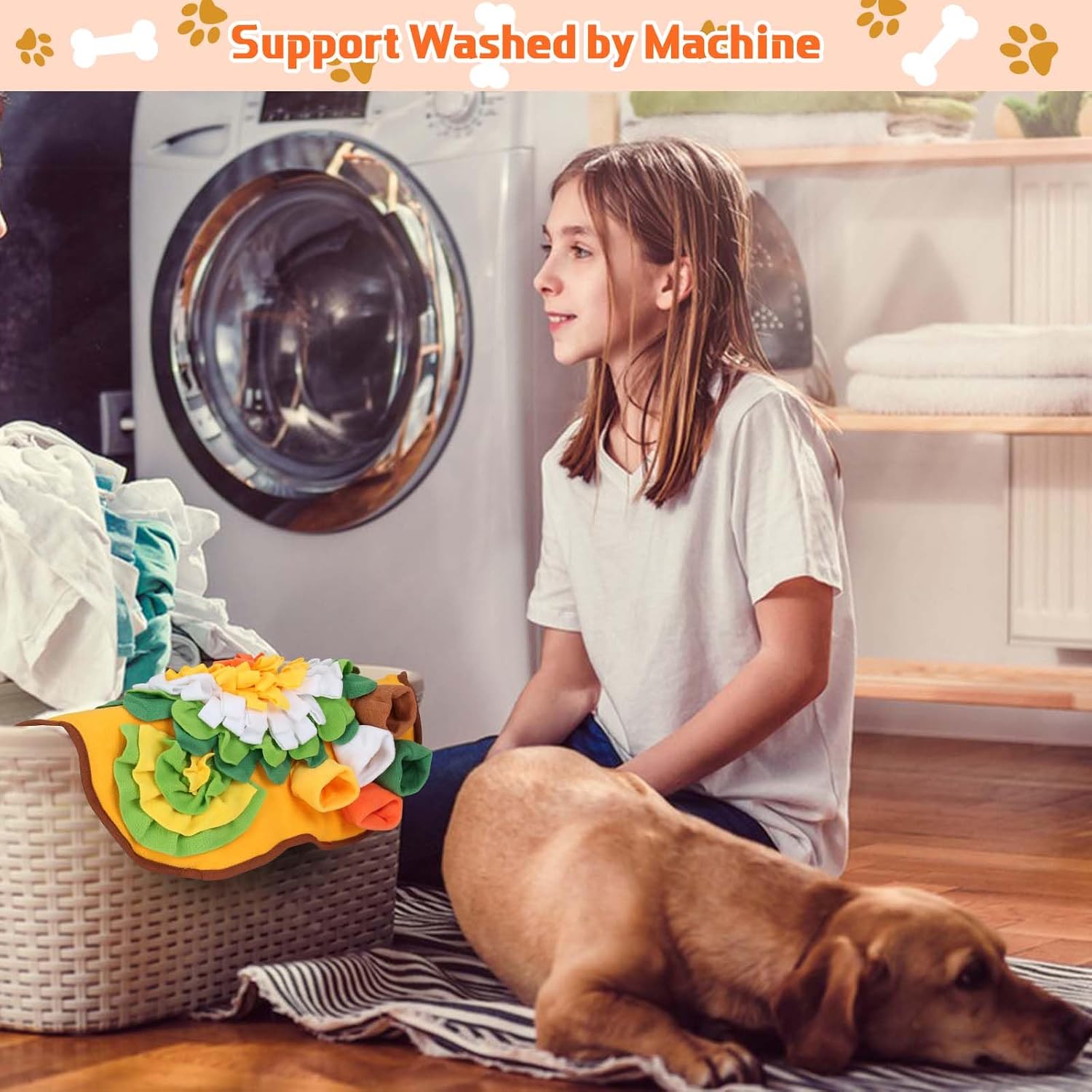 Yummy Sam Snuffle Mat for Small Medium Dogs, Portable Interactive Nose Smell Training Sniffing Pad with Puzzle Toys for Boredom Stimulating Slow Eating and Keep Busy (Orange)