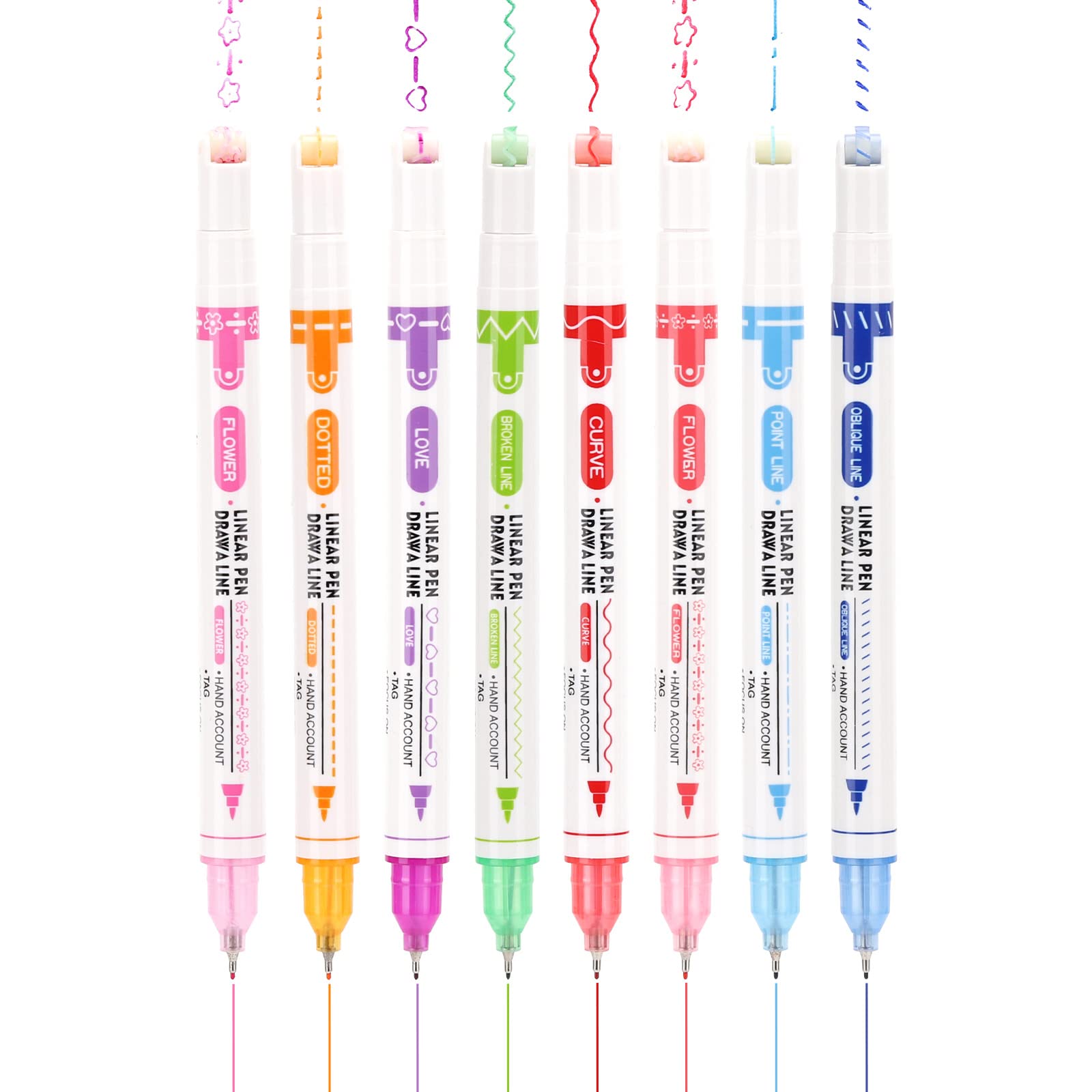 Amazon.co.jp: Tecbeauty カーブ蛍光ペン8点セット デュアルチップ