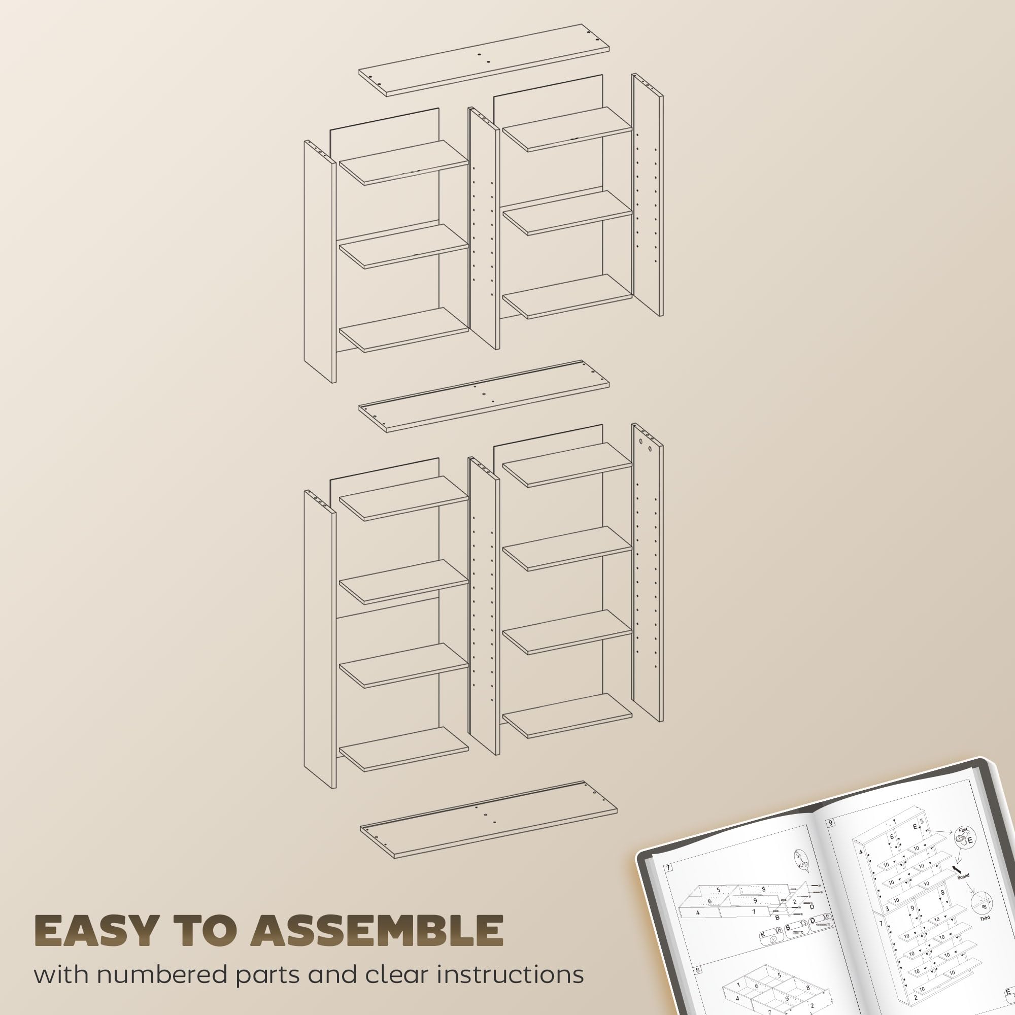 HOMCOM Unidad de Almacenamiento de 640 CD/360 DVD, Estante de Almacenamiento Multimedia BLU-Ray con 18 Compartimentos y 14 estantes Ajustables, Torre de CD para Sala de Estar, Dormitorio, Oficina