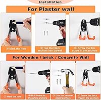 Vista 8 de Steel Garage Storage Hooks - 32 Pack Anti-Slip Coating, Heavy Duty Wall Mount Wall Hooks for Hanging Bike, Ladder, Garden Tools, Power Tools, Bulk