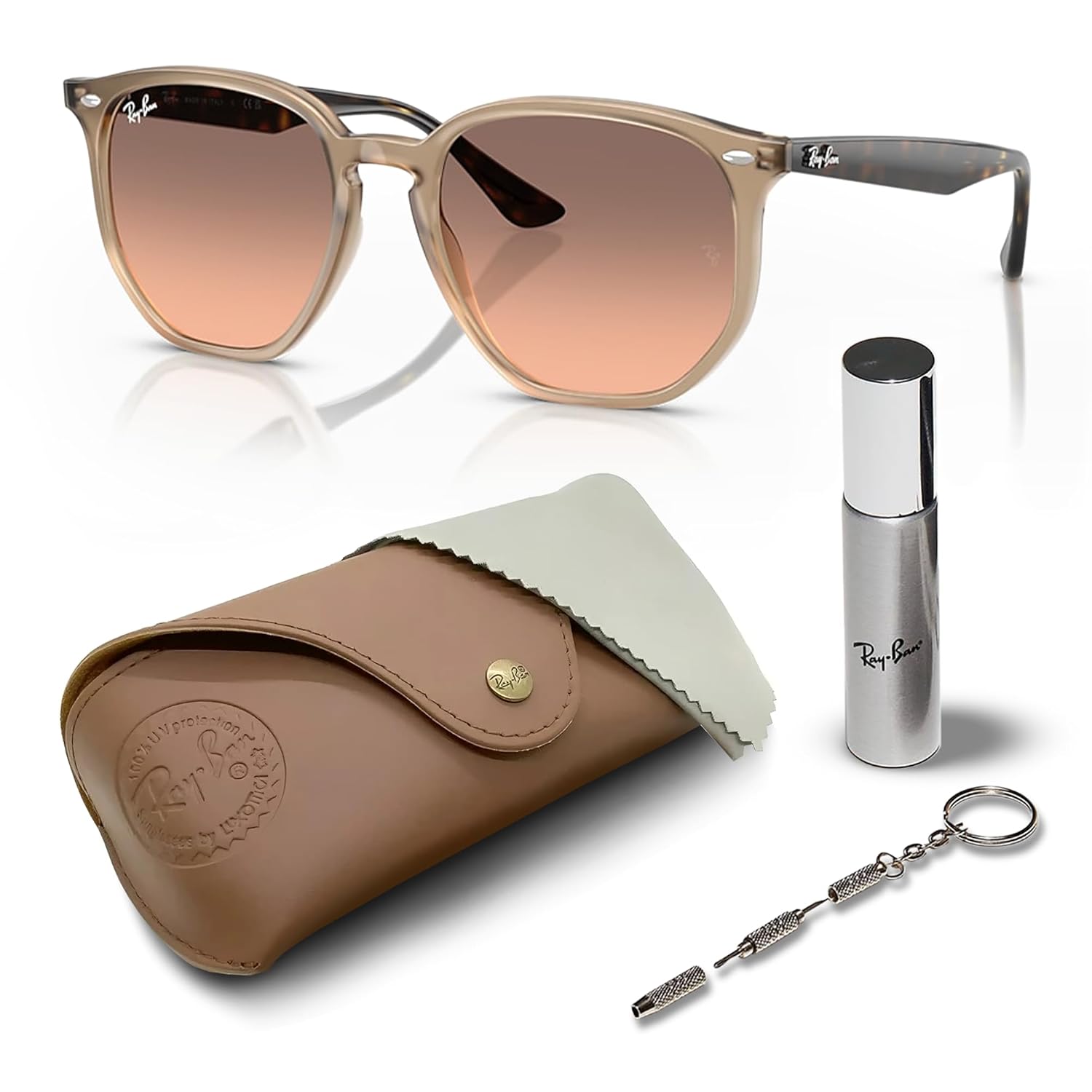 Ray-Ban RB4306 Óculos de sol quadrados redondos para homens e mulheres com kit oficial RAYBAN Eyewear