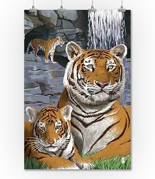 Tiger Family (36x54 Giclee Gallery Print, Travel Poster Wall Decor)