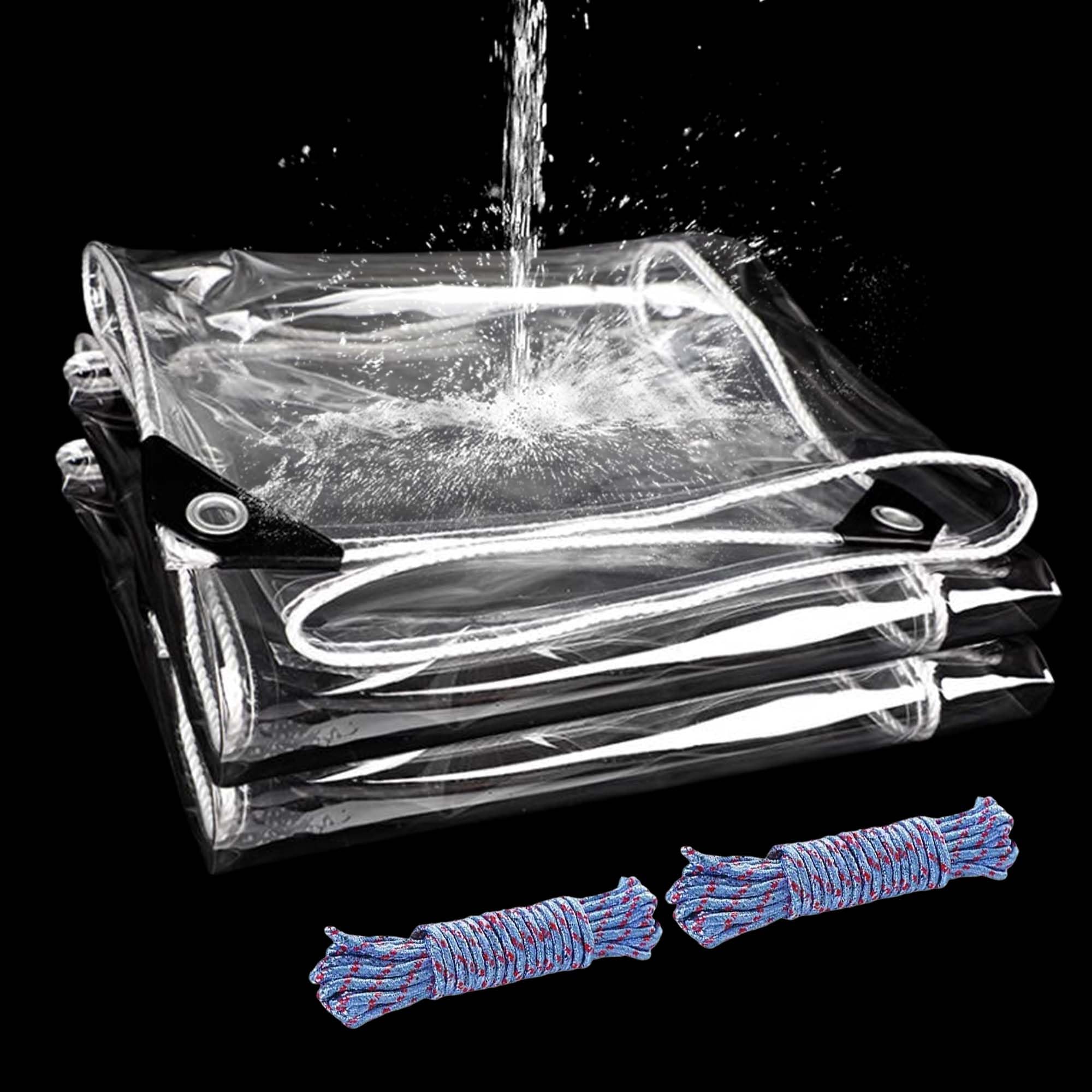 Lona impermeable transparente de 120 x 200 cm en plastico PVC resistente para exterior